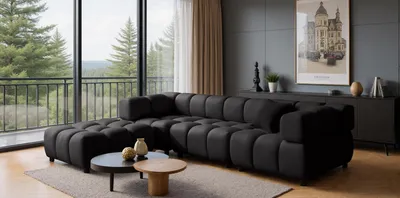 Produktbild von Kaiser Möbel Ecksofa L-Form Bolla, stoff Bluvel, Schwarz, Links