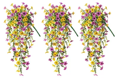 Produktbild von 1/2/3/6 Stück künstliche, hängende violette Blumen, UV-beständig, realistische Kunstblumen, geeignet für Hochzeiten, Partys, drinnen und draußen, Garten, Wanddekoration