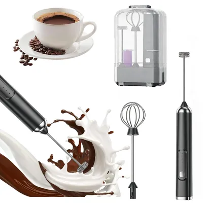 Elektrischer Milchaufschäumer 3-in-1, USB-C, 250 ml, schwarz