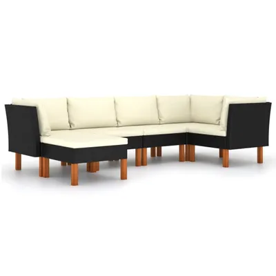 Produktbild von vidaXL 6-tlg. Garten-Lounge-Set mit Kissen Poly Rattan Schwarz