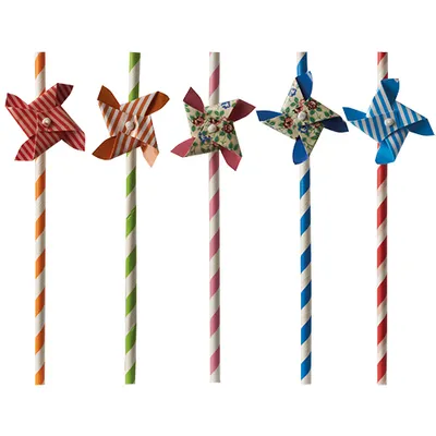 Produktbild von Papstar Trinkhalme, Papier Ø 6 mm · 20 cm farbig sortiert "Windmill" 10 x 50 Stück