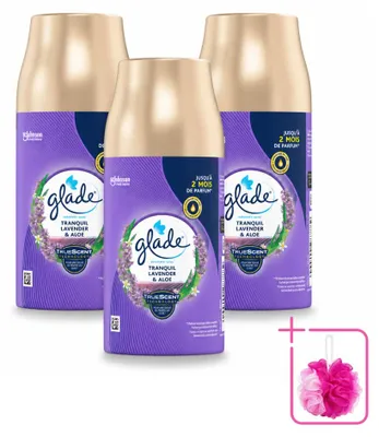 Zdjęcie produktu dla 3 sztuki wkładu do automatycznego dozownika zapachów Glade - zapach "Spokojna lawenda i aloes" - 269 g - zestaw ekonomiczny