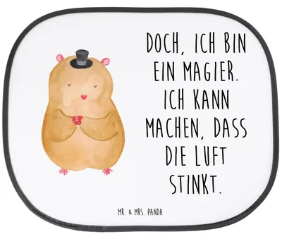 Produktbild von Mr. & Mrs. Panda Sonnenblende Auto Hamster Hut - Weiß - Geschenk, Lustige Sprüche, Autoscheiben Sonnenschutz, autofenster, Zwerghamster, Hitzeschutz, Zylinder, Zauberer