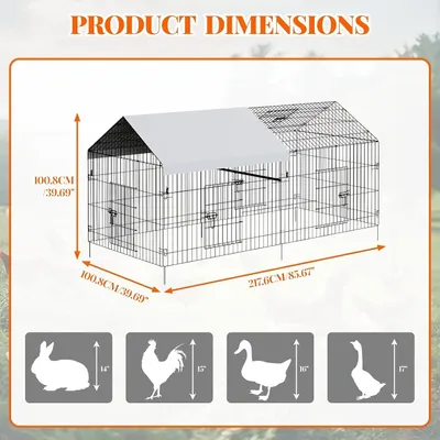 Obrázek produktu pro Klec pro zvířata - klec pro drůbež - venkovní klec - klec pro drůbež - klec pro hlodavce - rozměry 220x100x100 cm - robustní kov