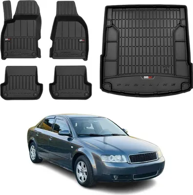 Produktbild von Fußmatten Kofferraumwanne Set für Audi A4 B6 Limo 2001-2004 OMAC Premium Schwarz