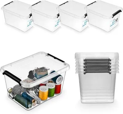 Produktbild von Famanu Aufbewahrungsboxen Set - Stapelbare Kunststoffboxen mit Deckel (2L)