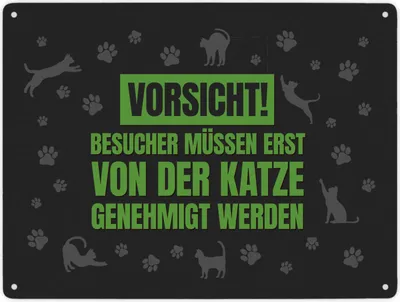Produktbild von Besucher müssen erst von der Katze genehmigt werden Metallschild XXL