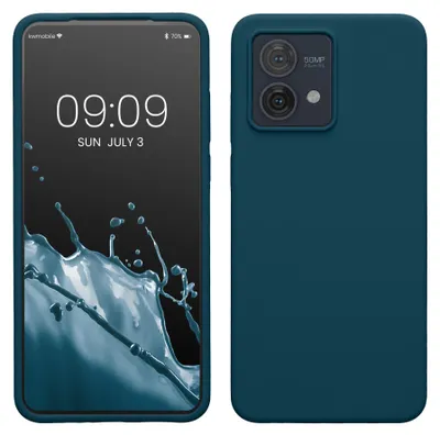Produktbild von kwmobile Handyhülle für Motorola Moto G84 5G Hülle - Case Silikon - Kabelloses Laden - Schutzhülle Cover in Petrol matt