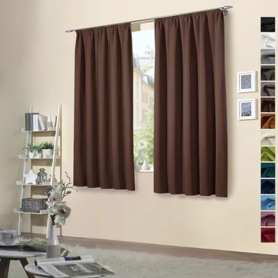 Produktbild von heimtexland ® 2 Stück Thermo Verdunkelungsvorhänge Sonnenschutz Kälteisolierung Verdunkelungsgardinen Kräuselband Vorhang Typ139 Schoko HxB 145 x 135 cm