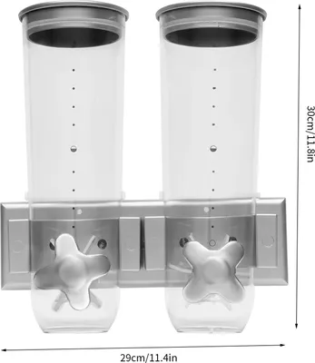 Produktbild von Wandmontierter Müslispender - 2er Set 3 l - Luftdichter Deckel mit Löffel - Für Müsli Kaffee Nüsse Süßigkeiten Tierfutter - ABS Kunststoff - Silber