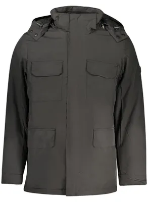 Produktbild von Herren Parka Schwarz mit Abnehmbarer Kapuze & Schaffell-Innenfutter
