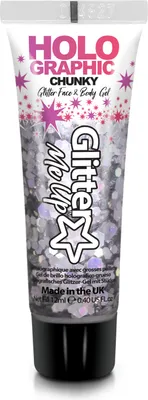 Produktbild von Glitter Me Up – Holografisches Chunky Glitter Gel für Gesicht & Körper Silber
