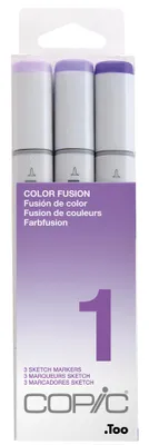 Obrázok produktu pre Copic Sketch Color Fusion 1, 3 kusov, orgován, Svetlá fialová, Purpurová, Hrot dláta / kefy, Atrament na alkoholovej báze, Dospelý/Dieťa, 16 mm