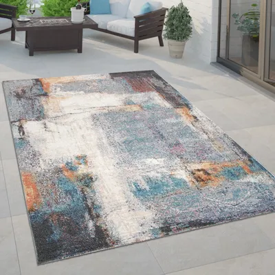 Produktbild von In- & Outdoor Teppich Terrasse Küchenteppich Vintage Pastell Abstrakte Muster Grösse 60x100 cm