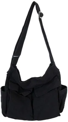 Productafbeelding van Vintage Schoudertas - Canvas Crossbody - Zwart