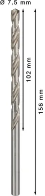 Immagine prodotto di Punta per metallo, HSS-G, DIN 340, diametro mm: 7,5, pezzi per confezione: 5