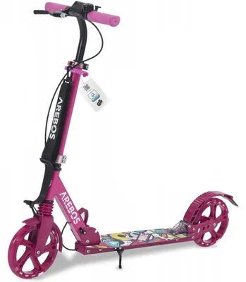 Produktbild von Tretroller mit LED-Rädern, Fußbremse, Tragkraft 100 kg, rosa