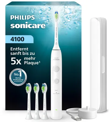 Produktbild von Philips 4100 series 4100 HX4046/41 Wiederaufladbare Zahnbürste, Erwachsener, Schallzahnbürste, Zahnfleischpflege, 31000 Bewegungen pro Minute, Weiß, 2 min, 4 x 30 sec
