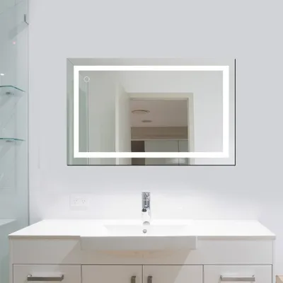 Image de WYCTIN Miroir de salle de bain LED avec éclairage Miroir de salle de bain 23W 100x60cm