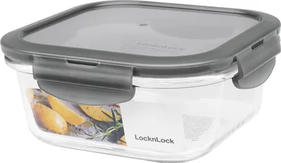 Produktbild von Lock & Lock Boroseal Frischhaltedose quadratisch 750ml 15,5x15,5x6,9cm, grau/klar