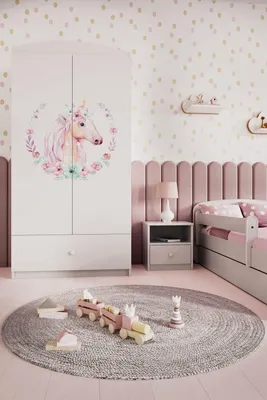 Obrázok produktu pre Detská šatníková skriňa Babydreams Šatníková skriňa so závesnými dverami Šatníková skriňa Horse biela