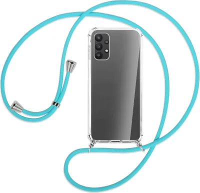 Produktbild von Handykette Backcover-Schutzhülle mit Band (Metall silberfarben) für Samsung Galaxy A23 4G - türkis