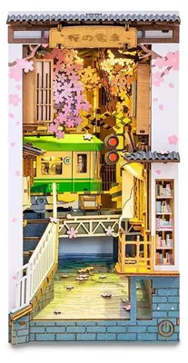 Image de Book Nook - TGB01 Sakura Densya - Maisonnette miniature en bois à monter soi-même - Décoration de bibliothèque - Kit de modélisme - Meubles miniatures - À partir de 14 ans