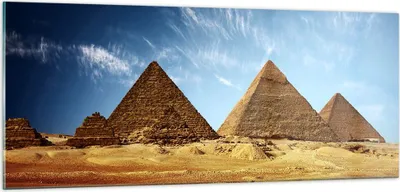 Produktbild von Bilder auf glas - Pyramide Wüste Sand - 100x40cm - Glasbilder - Wandbilder - Kunstdruck - zum Aufhängen bereit - Wanddekoration aus Glas - Glas Bilder - Wandbild auf Glas - Einteilig - GAB100x40-0211