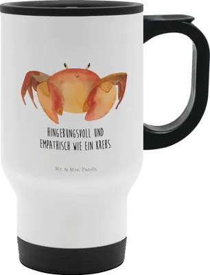 Produktbild von Mr. & Mrs. Panda Thermobecher To Go Sternzeichen Krebs - Weiß - Geschenk, Meerestier, Kaffee-Thermobecher, Krabbe, Kaffeebecher, thermosbecher, Teebecher, To-Go-Becher