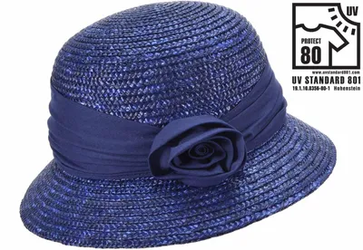 Seeberger eleganter Strohhut-Glocke mit Blume & UV-Schutz 80 in blau
