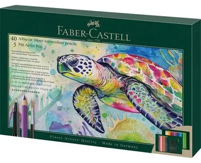 Akvarelové ceruzky, sada, so štetcom, FABER-CASTELL "Albrecht Dürer & Pitt Artist Pen", 46 ks