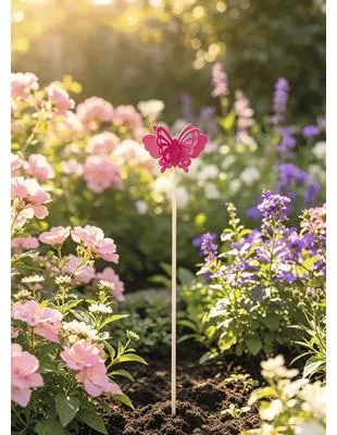 Produktbild von Gartenstecker Schmetterling Lafiora Metall H 115 cm pink