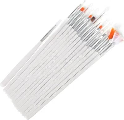 Image de Pinceaux pour décorations en gel et acrylique, 15 pièces, blanc