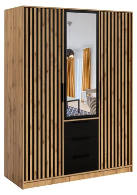 Produktbild von Masseno Drehtürenschrank GAREN 149/200/57,5 cm 3-türig mit Spiegel Eiche Wotan