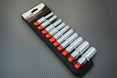 Produktbild von Steckschlüssel Satz lang Nuße 1/2 Zoll 10-tlg Stecknüsse Werkzeug Set