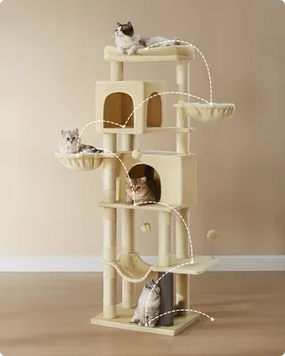 Produktbild von Feandrea Kratzbaum groß, XL, mehrstöckiger Katzenbaum mit Höhlen und Liegemulden