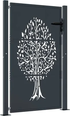 Produktbild von vidaXL Gartentor Anthrazit 100x125 cm Stahl Baum-Design