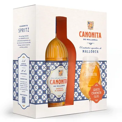 Produktbild von Canonita De Mallorca Set mit Glas - Aperitivo de Naranjas - Orangenlikör