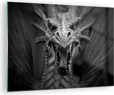 Produktbild von Bilder auf glas - Drache Kreatur Waage - 70x50cm - Glasbilder - Wandbilder - Kunstdruck - zum Aufhängen bereit - Wanddekoration aus Glas - Glas Bilder - Wandbild auf Glas - Einteilig - GAA70x50-0245