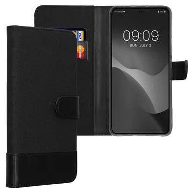 Produktbild von kwmobile Wallet Case kompatibel mit Xiaomi Redmi Note 14 4G (Nicht für 5G) - Hülle mit Ständer - Handyhülle Kartenfächer Anthrazit Schwarz