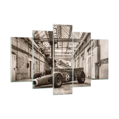 Produktbild von Bilder auf glas - 5 Teile - Formel 1 Rennen Retro - 150x100cm - Glasbilder - Wandbilder - Bilder - zum Aufhängen bereit - Wanddekoration aus Glas - Glas Bilder - Wandbild auf Glas - GEA150x100-4918