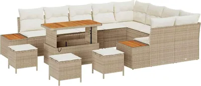 Immagine prodotto di Set da giardino vidaXL, 13 pezzi, 12 posti, color beige, in rattan sintetico