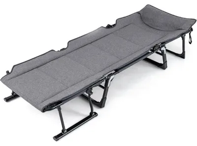 Zdjęcie produktu dla Składany leżak kempingowy NP12625GR, 3 w 1, udźwig 200 kg, kolor: szary/czarny