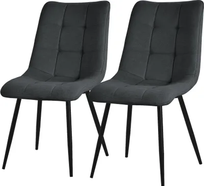Produktbild von ML-Design Esszimmerstühle 2er Set Anthrazit, Wohnzimmerstühle mit Stoffbezug und Metallbeinen, Küchenstühle mit Rückenlehne