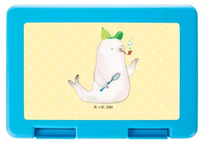 Produktbild von Mr. & Mrs. Panda Lunchbox Robbe Sherlock - Gelb Pastell - Geschenk, Essensbox, Brot Aufbewahrungsbox, Snackbox, Brotzeitbox, Bentobox, Lustige Sprüche