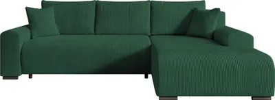 Produktbild von STOREZ24 L-Form Ecksofa NELLY inklusive Schlaffunktion, Ecke mit Bettkasten, Farbe: grün, Seite: rechts
