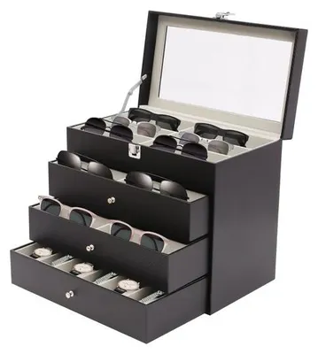 Produktbild von Famanu Aufbewahrungsbox für Brillen und Accessoires - 4-lagig, 27 Fächer - Schwarz