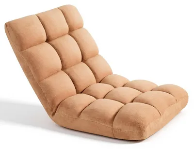 Image de VEVOR, fauteuil de sol avec 14 positions réglables, dossier, structure en métal, revêtement en mousse et en tissu corail, multifonctionnel pour la lecture et la détente, couleur marron