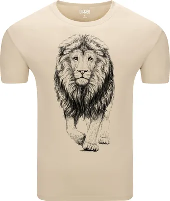 Produktbild von Diarbo Herren T-Shirt mit Aufdruck Wildtierporträts Skizze des Löwenbüste Beige Gr.L