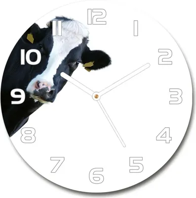 Produktbild von Wanduhr aus Glas 30fi Glasbild Glasuhr Gehärtetes Glas - weisse-zeiger - Cow